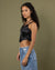 Playboy Monochrome Corset Top - Black